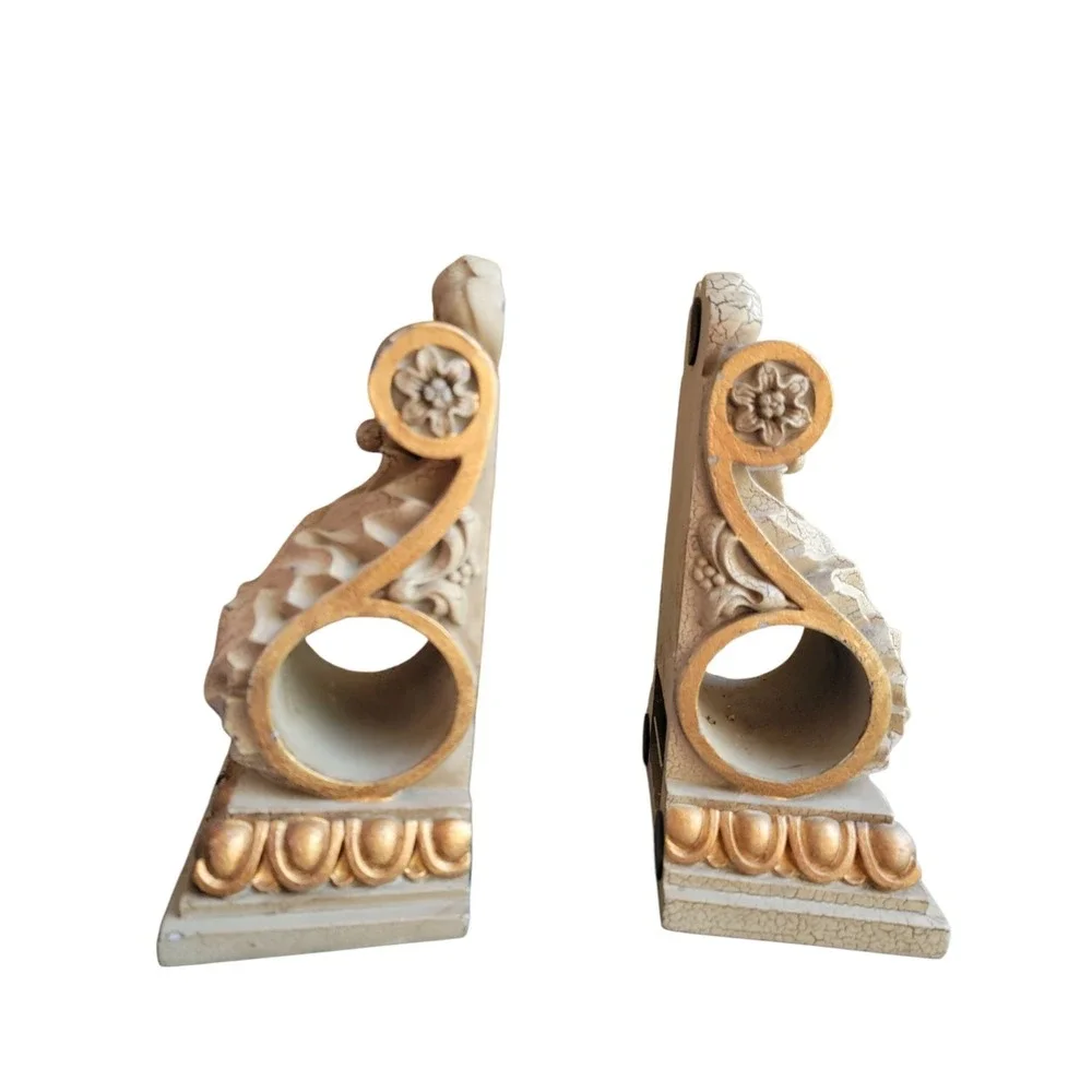 Set Of 2 Corbels Book Ends Stone Gold Color